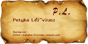 Petyka Líviusz névjegykártya